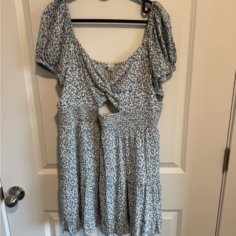 American Eagle Outfitters Blue and White Floral Cutout Mini Dress